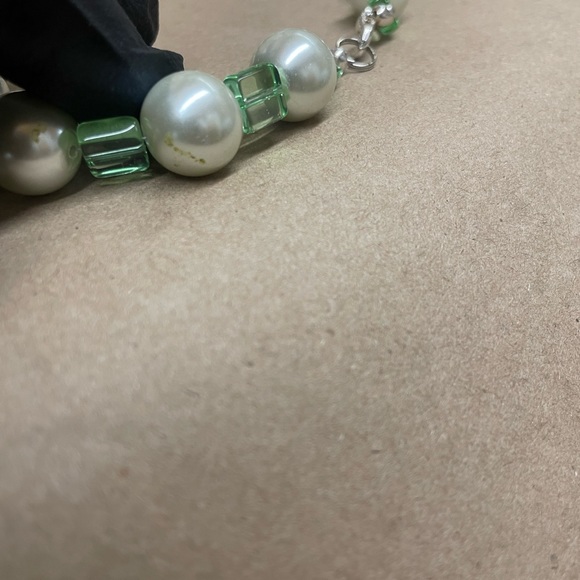 Green Glass Pearl Beaded Necklace Set, Green Jewelry, Prom Necklace Set. - Picture 10 of 16